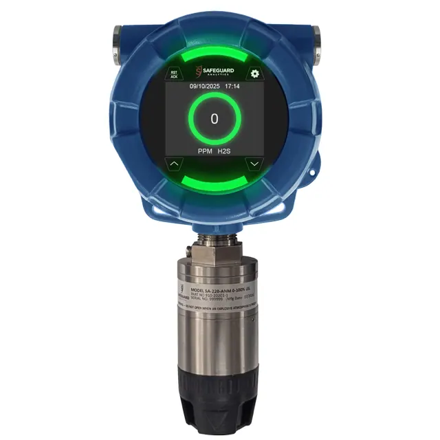 SA-220 industrial gas detector in the standard enclosure with LED status edges and stainless steel SA2 smart sensor module
