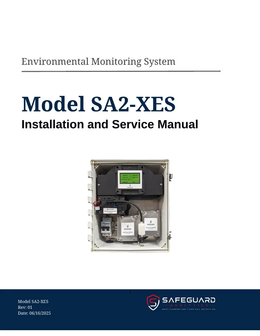 SA-XES Aspirated Multi-Sensor System Installation & Service Manual cover page